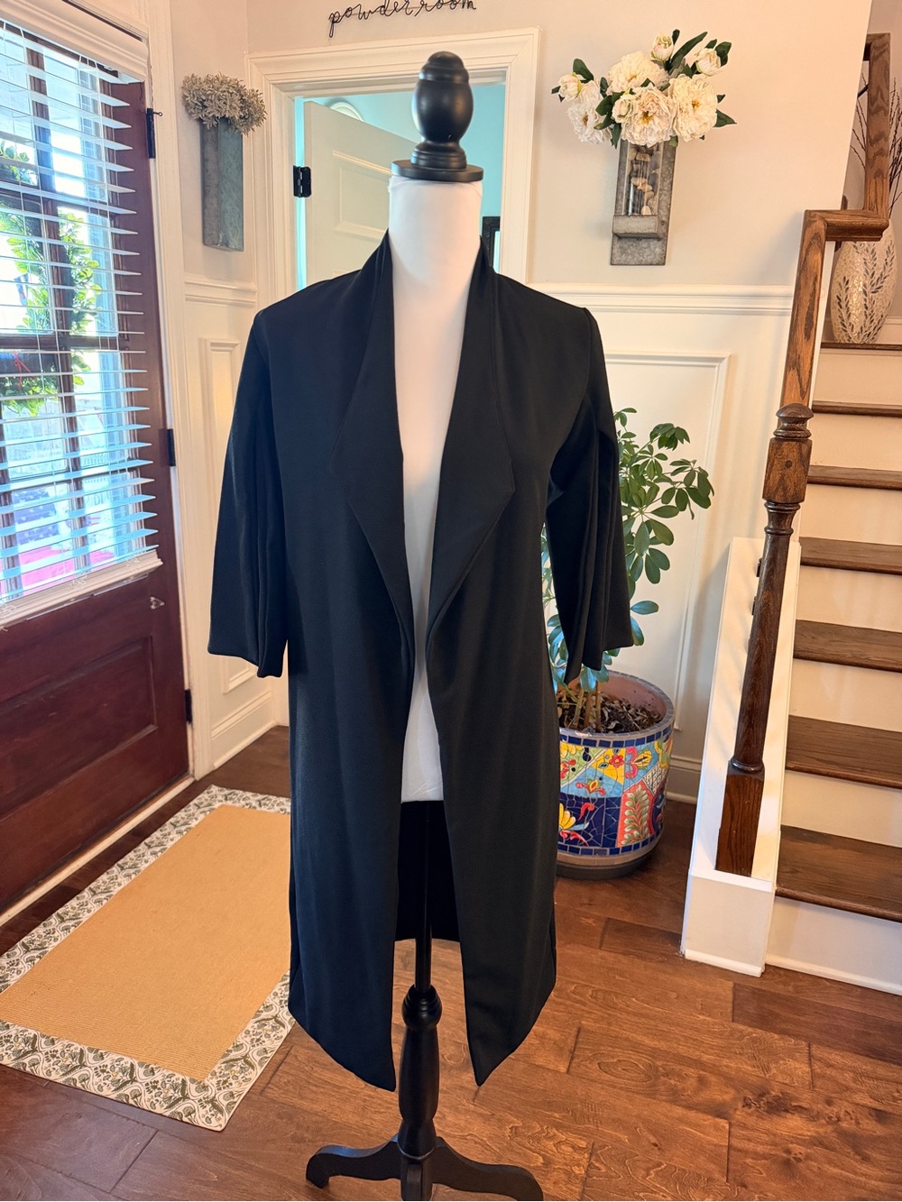 Milly Penzance NWT Open Front Pleated Elbow Length Sleeve Long Cardigan